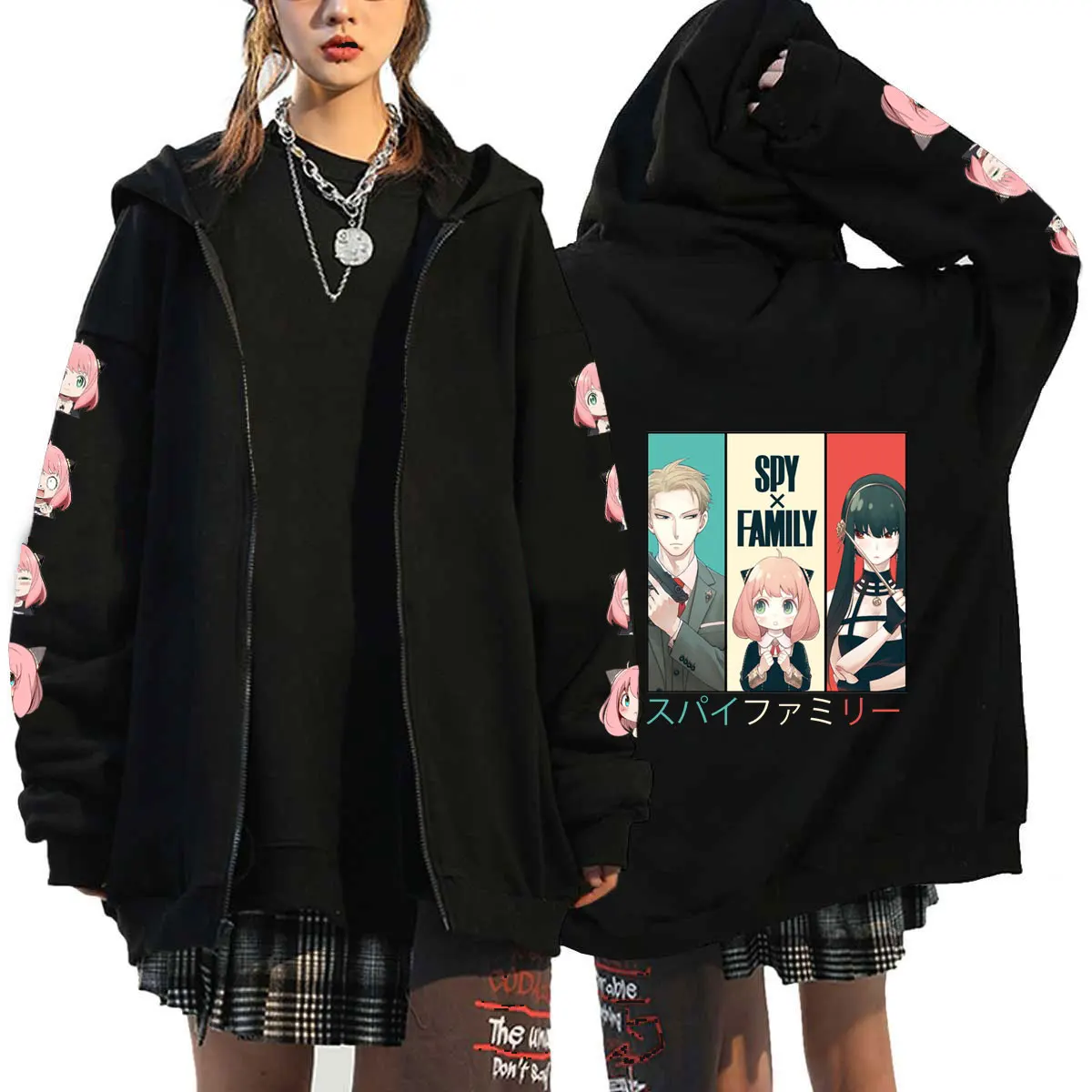 Spy X Family Zip Hoodies Man Anime Harajuku Fleece Sweatshirt Women Hoody Autumn Winter Casual Pocket Hooded Collar Streetwear