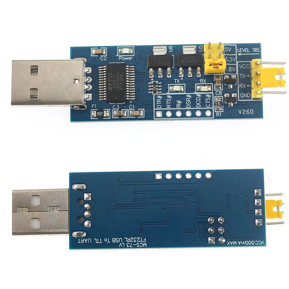 1/2 قطعة FT232RL USB إلى TTL وحدة مهايئ مسلسل 5 فولت/3.3 فولت/1.8 فولت مستوى محول UART تنزيل كابل لاردوينو