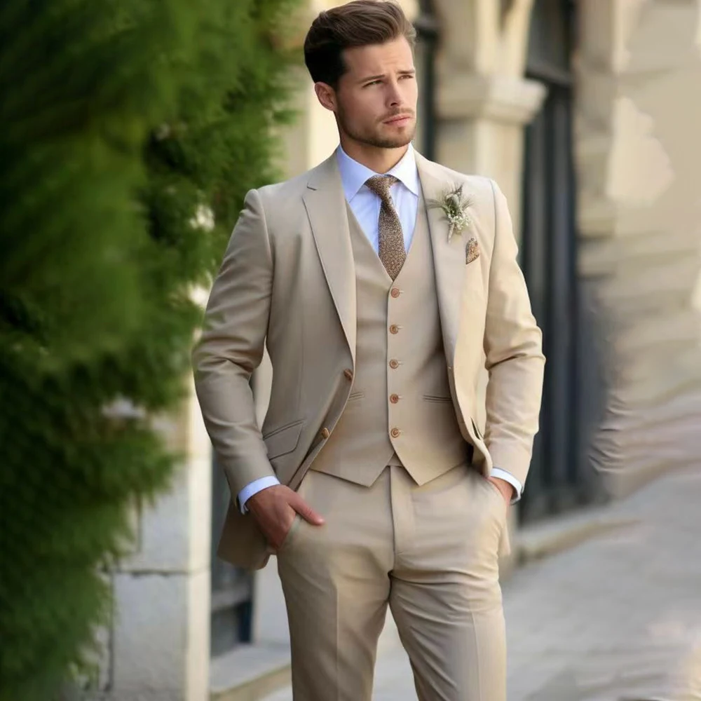 

Elegant Black Men's Suits Casual Single Breasted Stand Lapel Slim Fit 2 Piece Jacket Pants Sets Customized Male Clothing Blazer