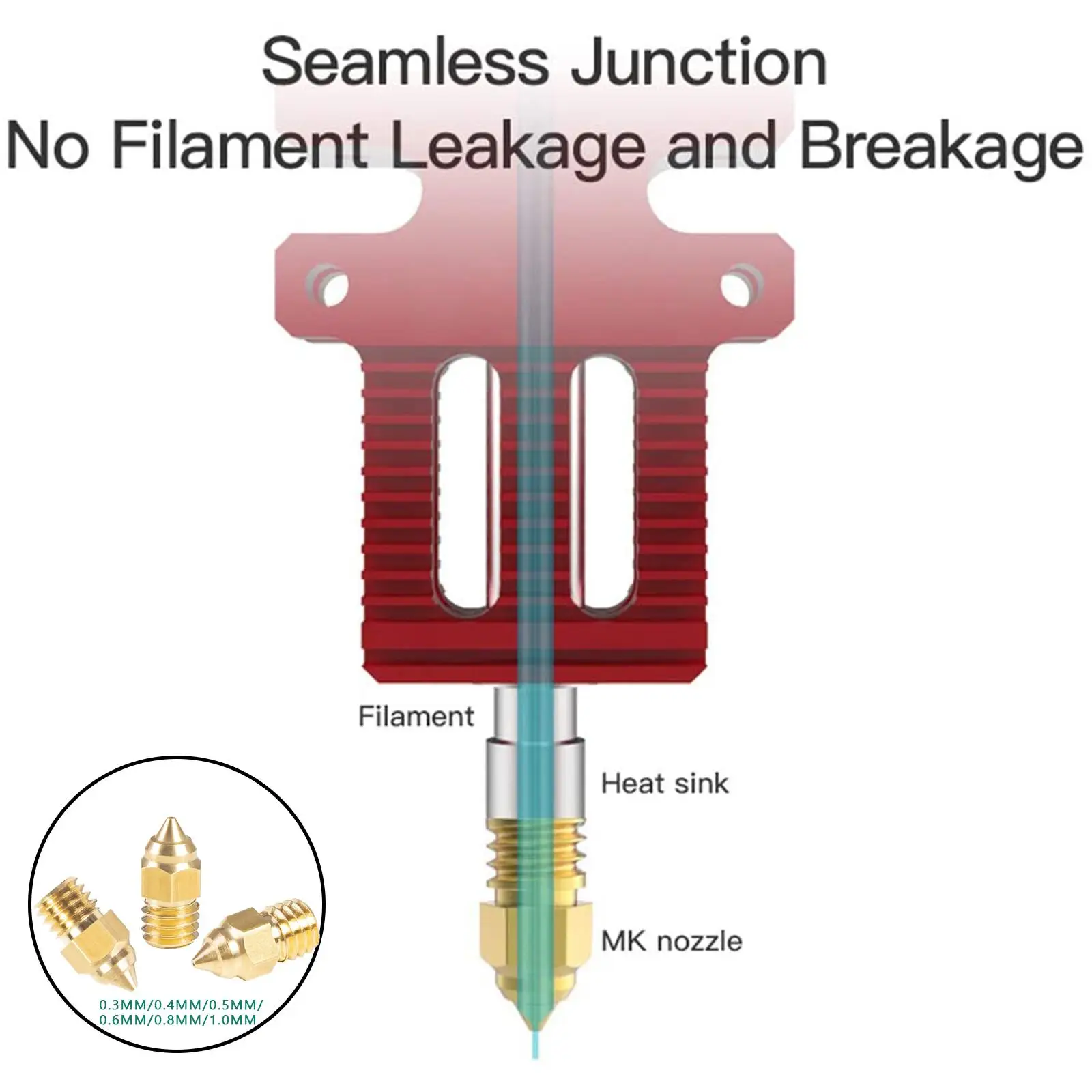 

Set of 3 Extruder Nozzles Brass Print Head 3D Printer, Compatible , , 2, V3