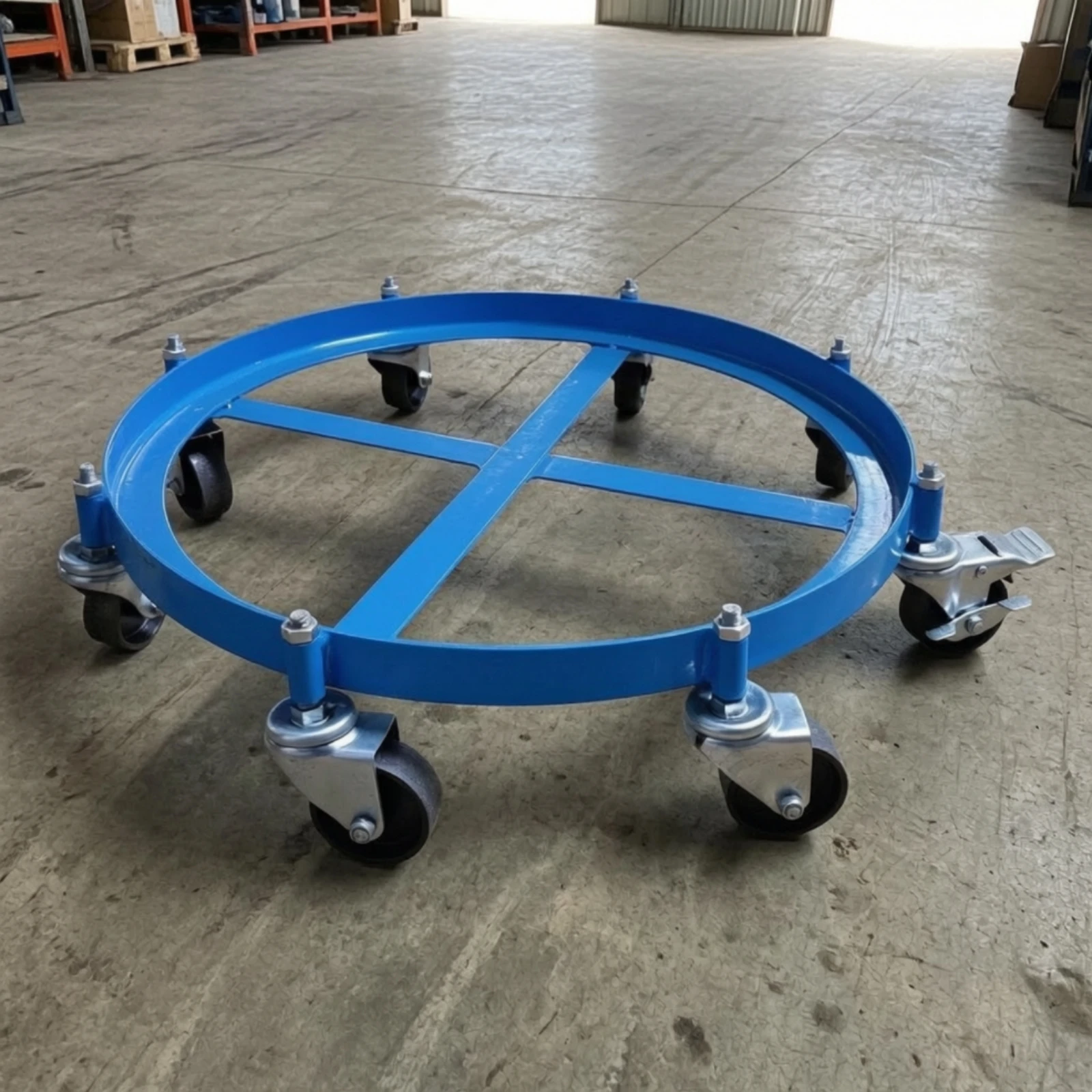 Drum Dolly with Brake 900 Kg Capacity Steel Barrel Dolly with Wheels Barrel Cart with Brake Anti-Rust Locking for Warehouse