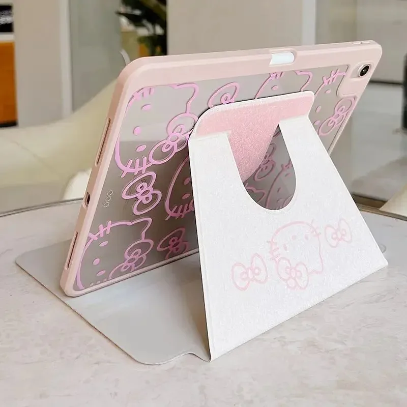 

Cartoon Hello Kitty IPad Case For IPad 7/8/9th 10th Generation 10.9 Air 3 4 5 Mini 6 Cute Sanrio Acrylic With Pen Slot Cover