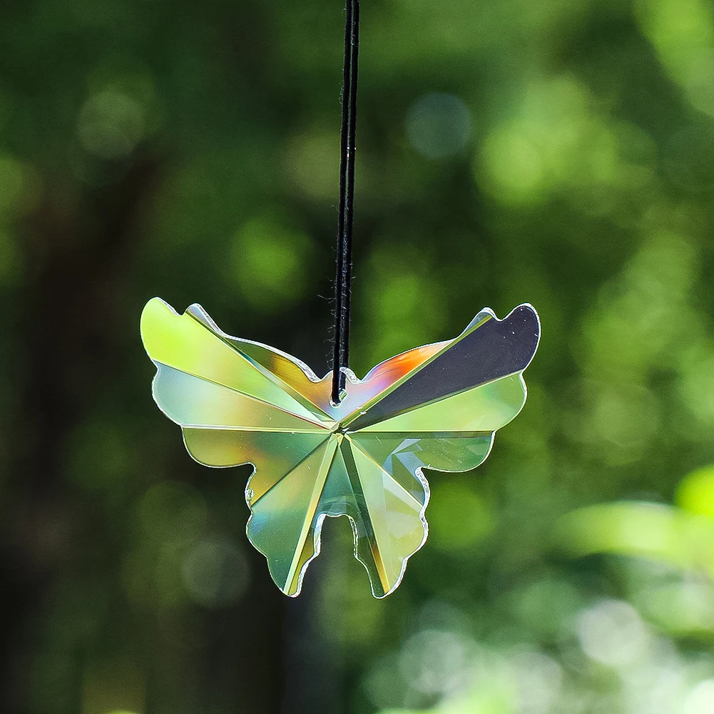 Attrape-soleil Papillon Transparent Scintillant, Prisme en Cristal, Créateur d'Arc-en-ciel Époustouflant, Pendentif de Voiture, Décoration de Fenêtre et de Jardin, Ornements Suspendus