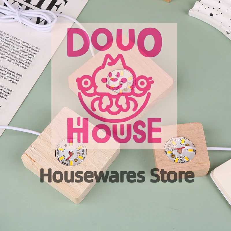 

5/6/7/8/9/10CM Led Solid Wood Lamp Square Night Light Usb Lamps Holder Diy Lights Holder Desktop Ornaments Decorative Lamp