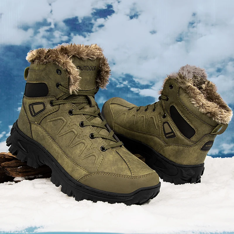 Winter Men's Snow Boots Are Comfortable and Warm Plus Velvet Cotton Shoes for Outdoor Leisure Non-slip Large Size Cotton Boots
