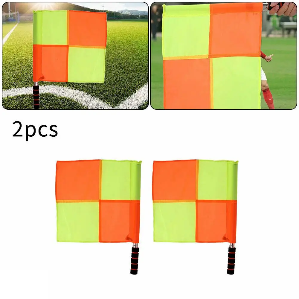 2Pcs Football Training Flags Deluxe Referee Flags Set Football Rugby Hockey Training Referee Flags Sporting Goods