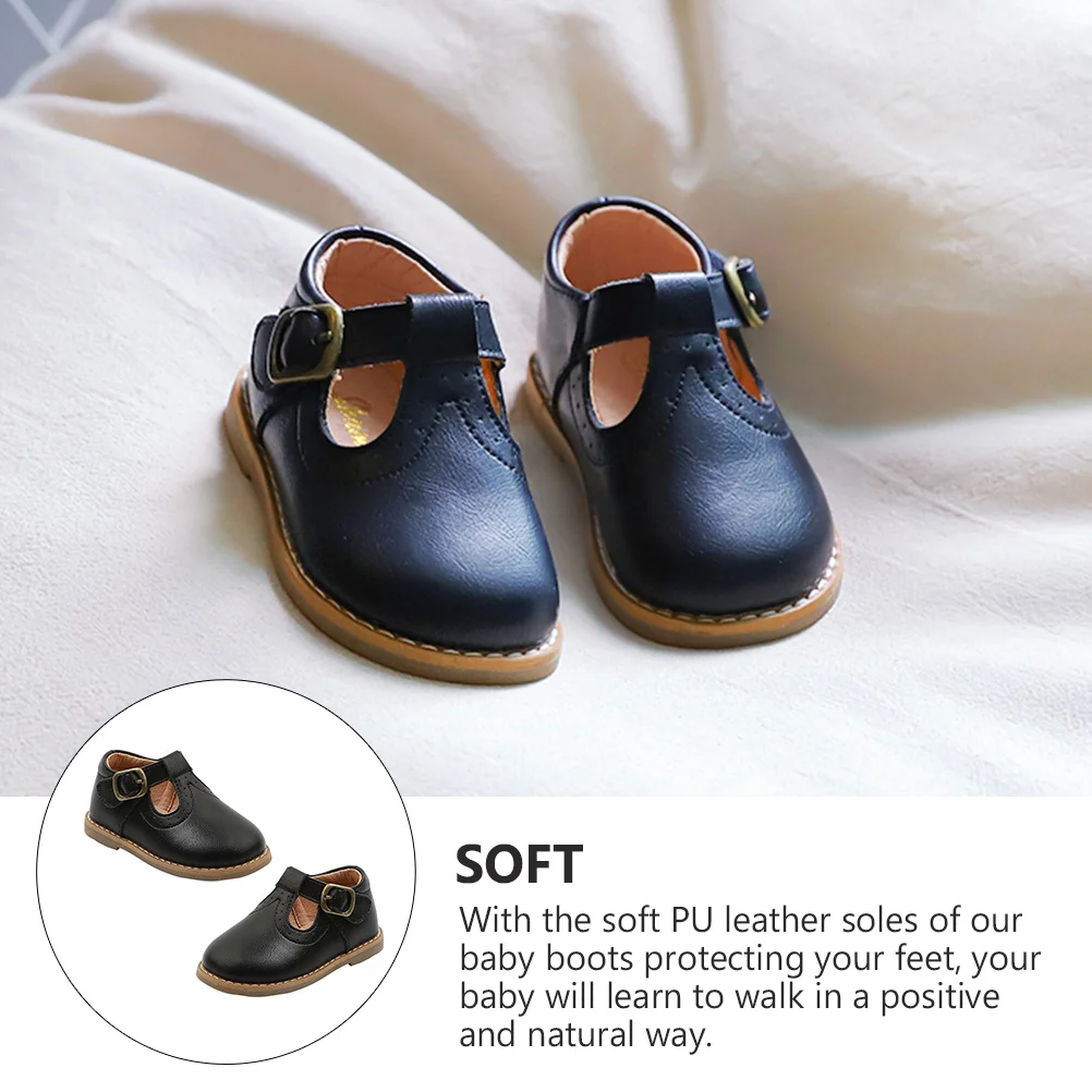 

1Pair British Style Baby Girl Prewalker Winter Warm Shoes Nonslip Sole Soft PU Comfortable Lightweight