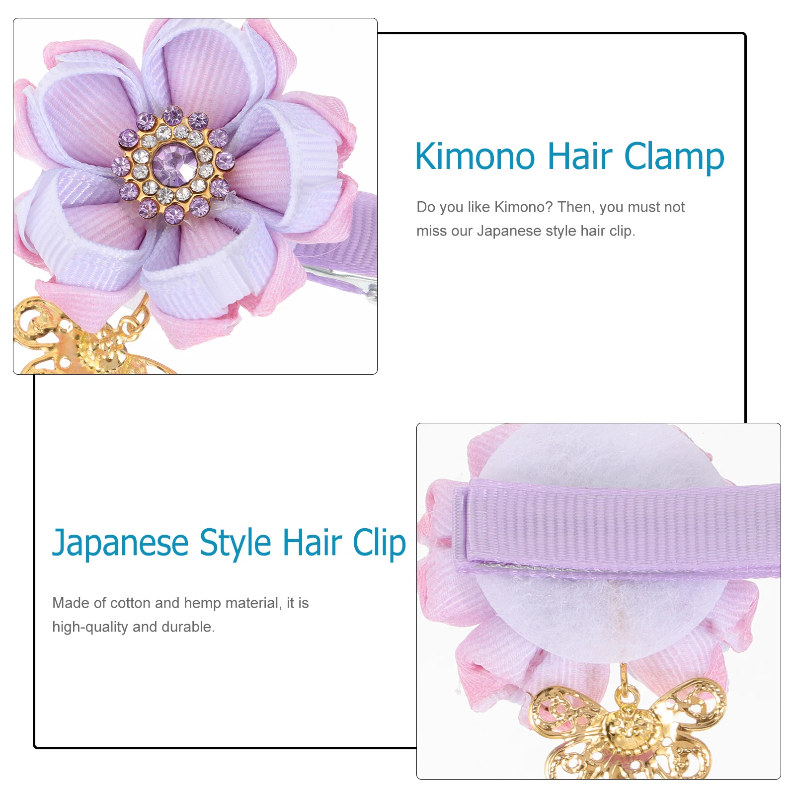 

Japanese Style Hairpin Clip Cotton Linen Accessory Durable Light Weight Hair Decorations Flower Kimono Easy to Use
