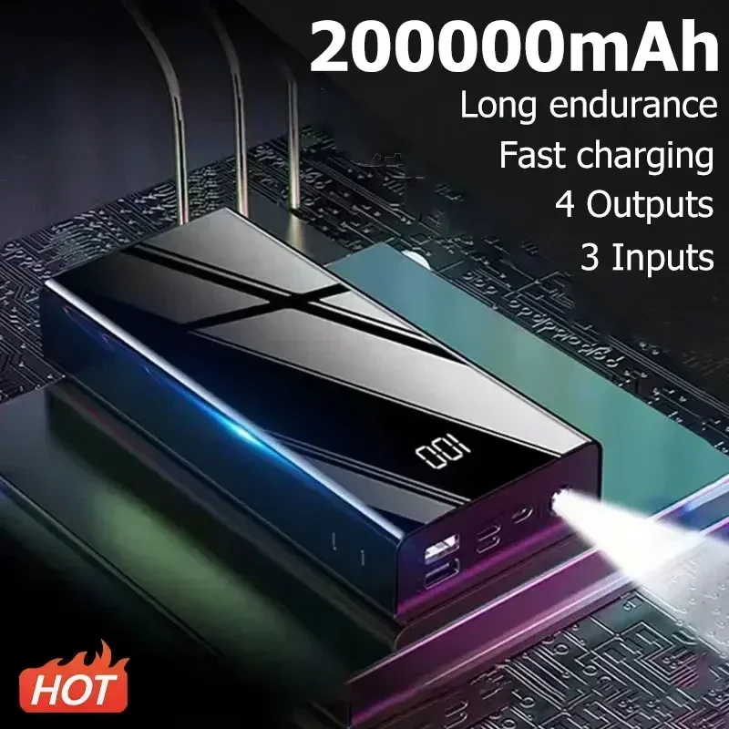 200000mAh Power Bank Large Capacity LCD PowerBank External Battery USB Portable Mobile Phone Charger for Samsung Xiaomi Iphone