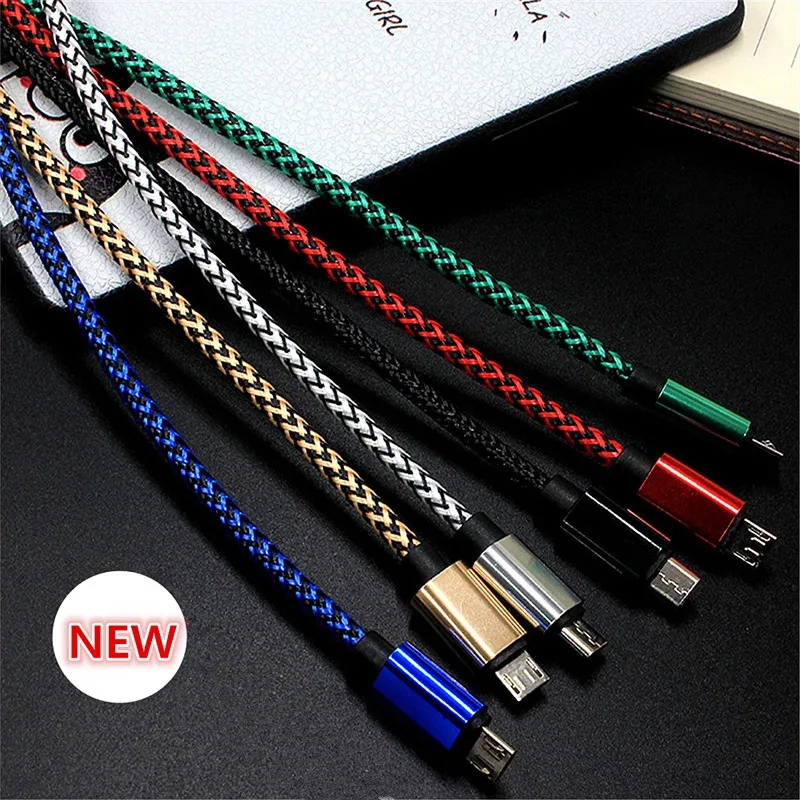 마이크로 USB 2.4A 고속 충전 케이블 나일론 데이터 케이블 삼성 갤럭시 A3/A5/A7 안드로이드 폰 모바일 기기용 1M 2M 3M