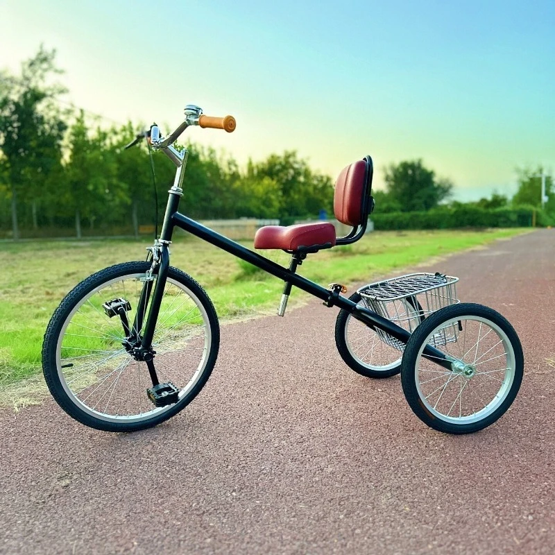 Adult Retro Folding Tricycle Lightweight 3‑Wheel Bicycle For Campus Leisure Exercise Grocery Shopping Outdoor Daily Travel