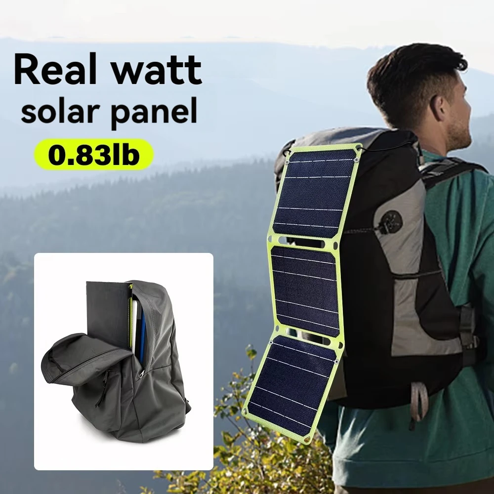 Real watt Solar Panel solar panels 5v 40w plate battery cell charger mobile phone Power bank 12V PD QC 3.0 For USB A C