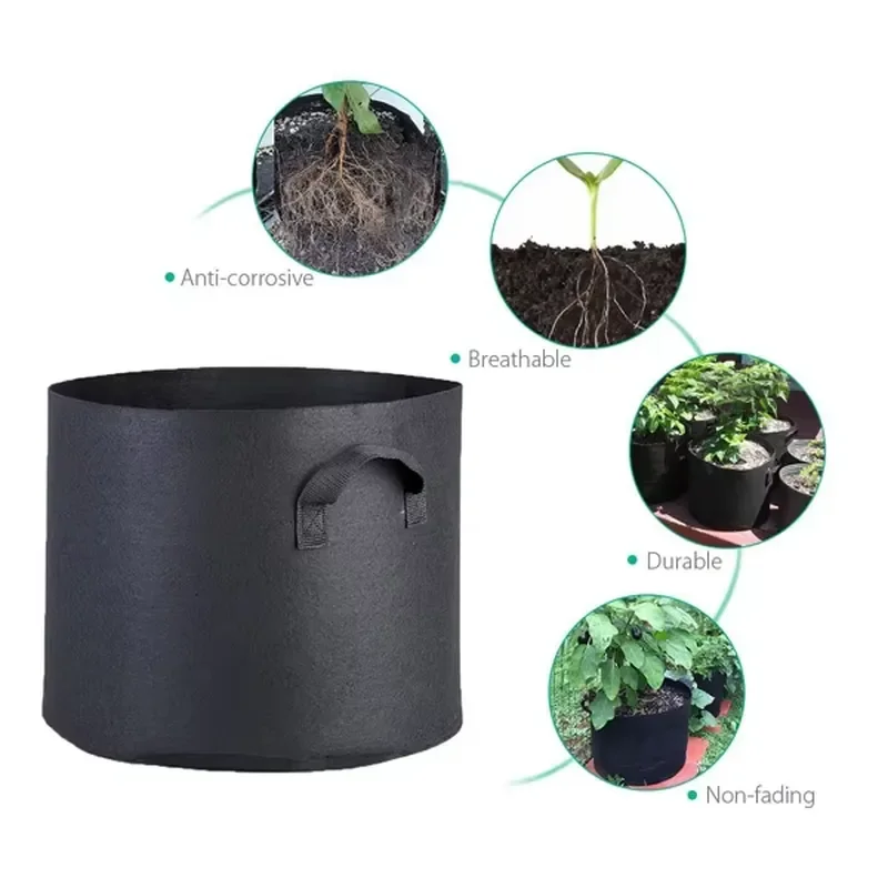 5 Pack 1 Gallon Hydroponic Grow Bags Cloth Pot Container with Handle for Indoor Plant Growing in Grow Tent