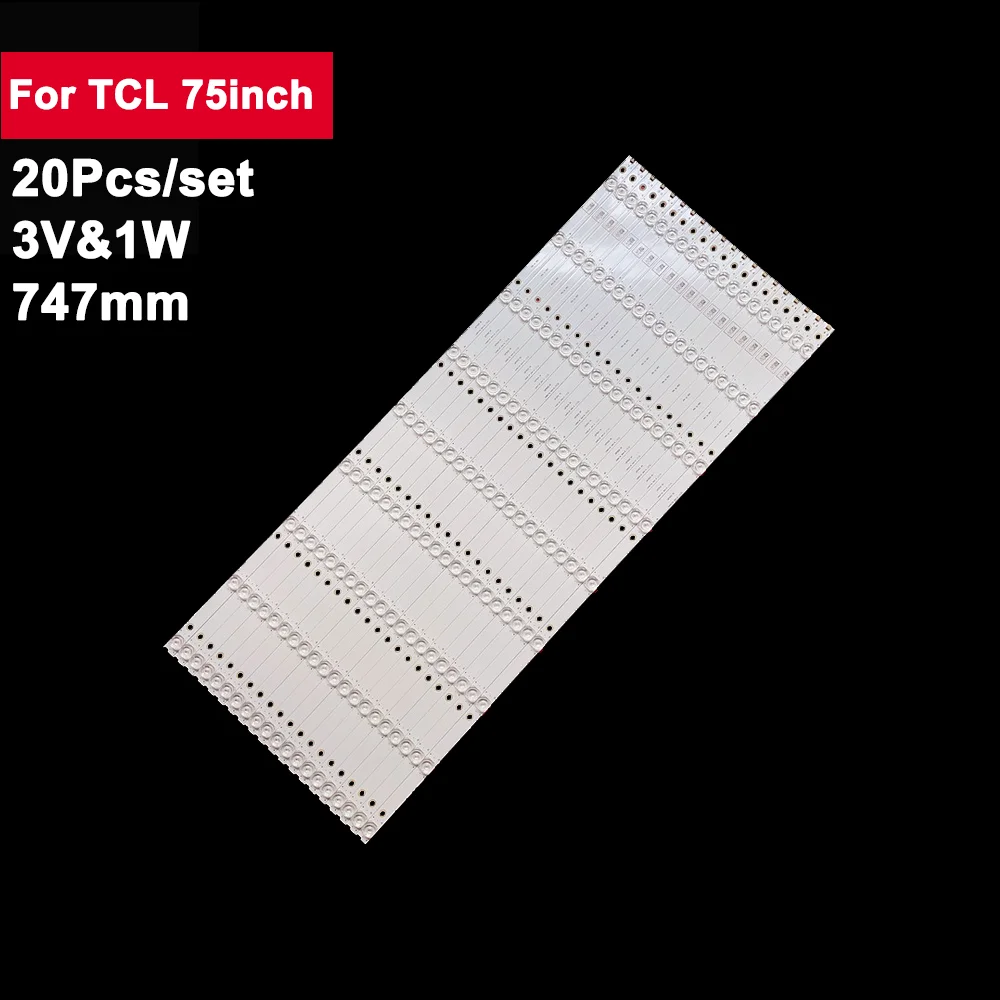 

747mm 20pcs Square Lens TV LED Backlight Strip For TCL 75inch JL.D75091330-003CS-M LED75M5000U HD750M7U21