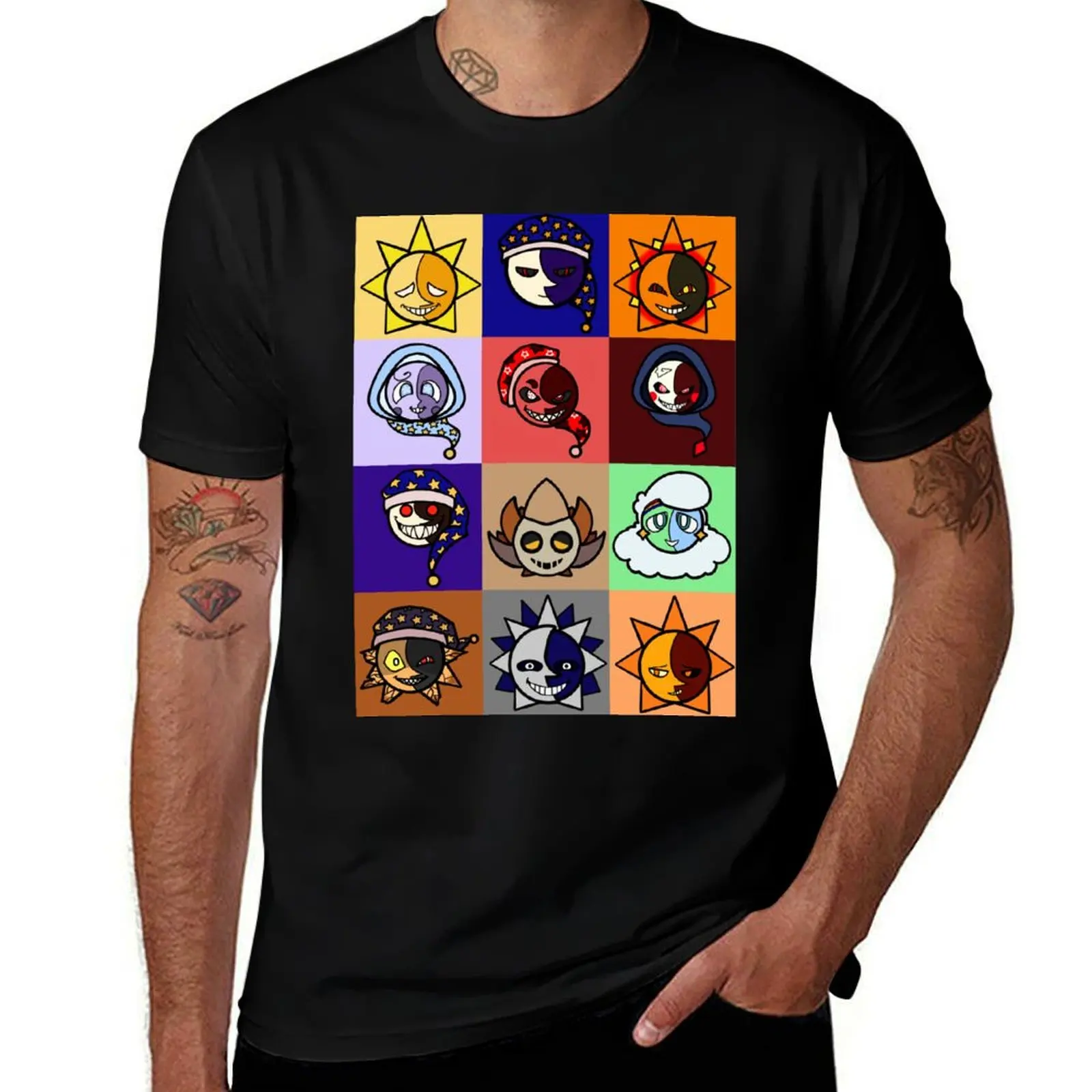 

Sun and Moon Show Gang T-Shirt anime t shirts tees customs designer shirts men workout shirt