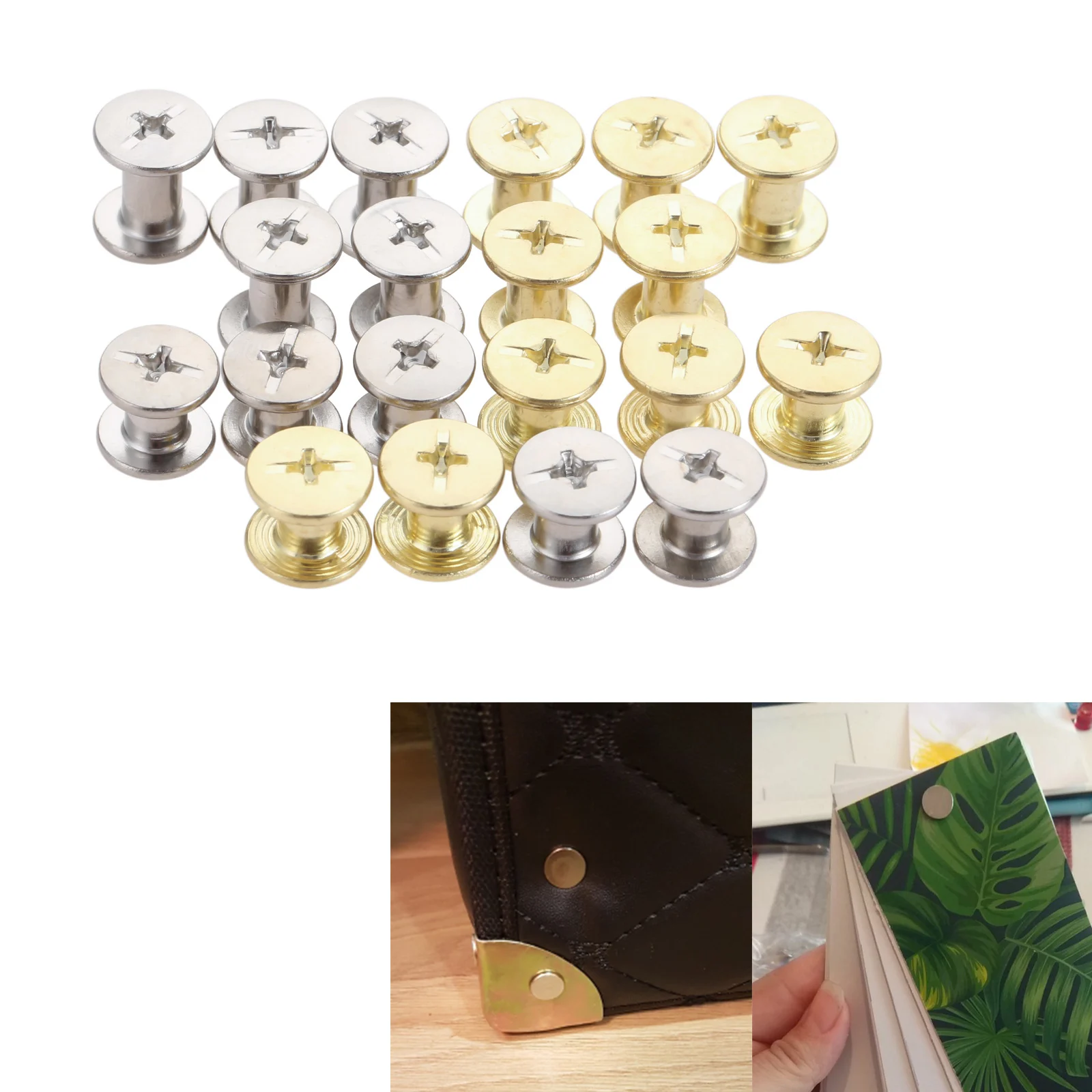 10 sztuk/partia Butt nity M5x6mm/8mm skórzana torba śruba pasa ze stali Album Snap księga gości księga gości wiążące śruby srebrny/złoty