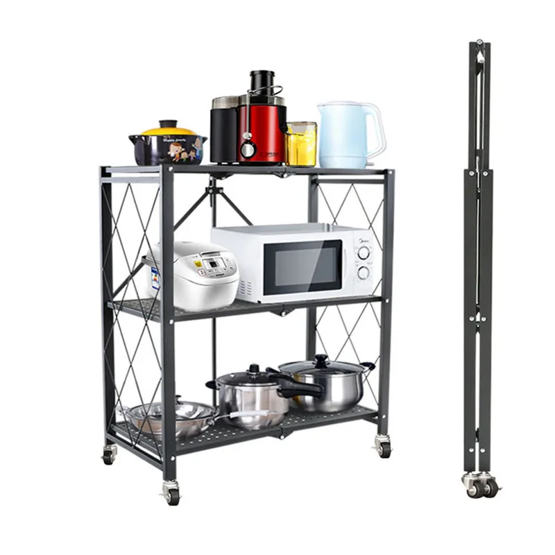 

Folding installation-free kitchen rack microwave oven seasoning bottle kitchen supplies finishing storage rack multi-layer spot