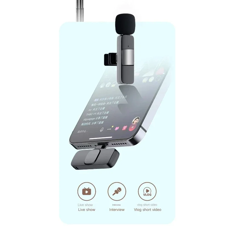 

Portable wireless lavalier microphone mini mic for smart phone for Video Recording Interviews Plug and Play Noise Reduction