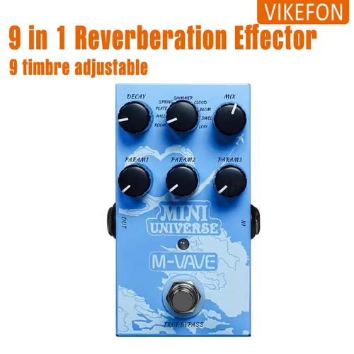 M-VAVA Mini-Universe Pedal de reverberación digital Pedal de guitarra de reverberación analógica Pedal de 9 tonos de reverberación puro para música de bajo eléctrico