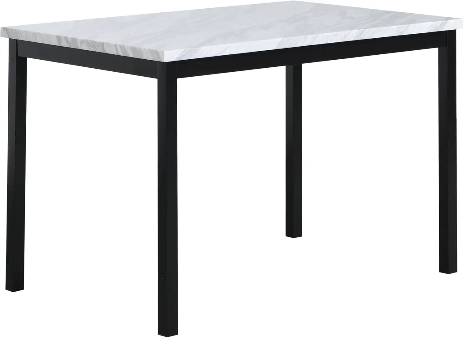 Mesa de jantar de metal Furniture Noyes com tampo de mármore falso laminado, branco