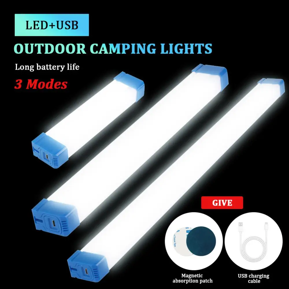 Long LED Tube Night Light Magnetic USB Rechargeable Emergency Light Outdoor Portable Professional Long Strip Emergency Light