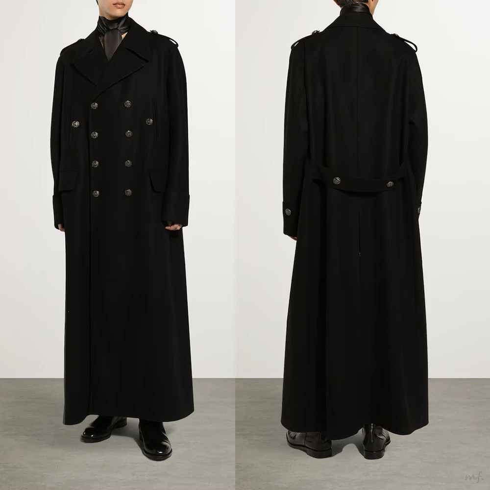 Cappotto lungo da uomo d'affari nero Blazer doppiopetto monopezzo Abiti da giacca da festa maschile su misura