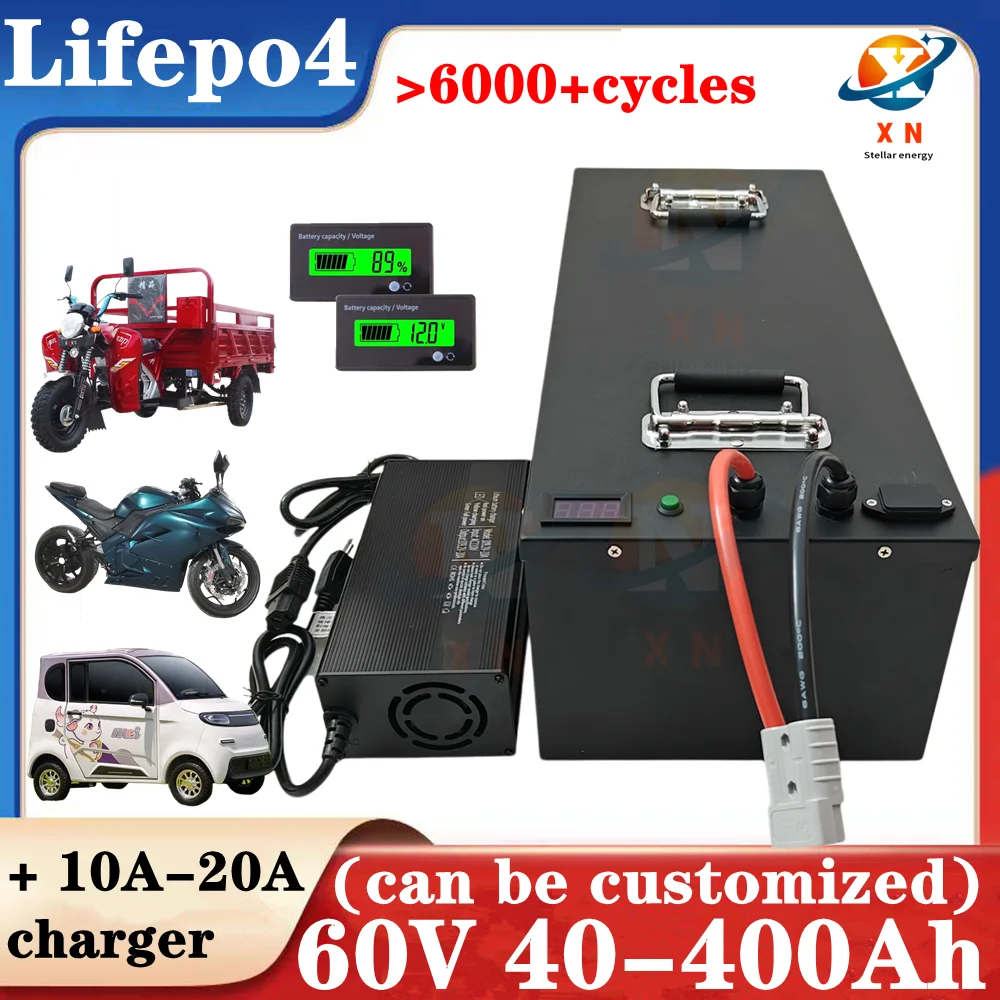 20S 60V 40Ah 80Ah 100Ah 150Ah 200Ah 240Ah 300Ah 400Ah Lifepo4 Battery for 3KW 6KW EV RV Motorcycle Tricycle Sightseeing Car