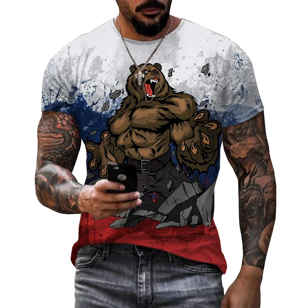 

2025 Russian Flag, CCCP Logo 3D Printed Men's and Women's Casual T-shirt, Russian Bear Design, Harajuku Streetwear Top