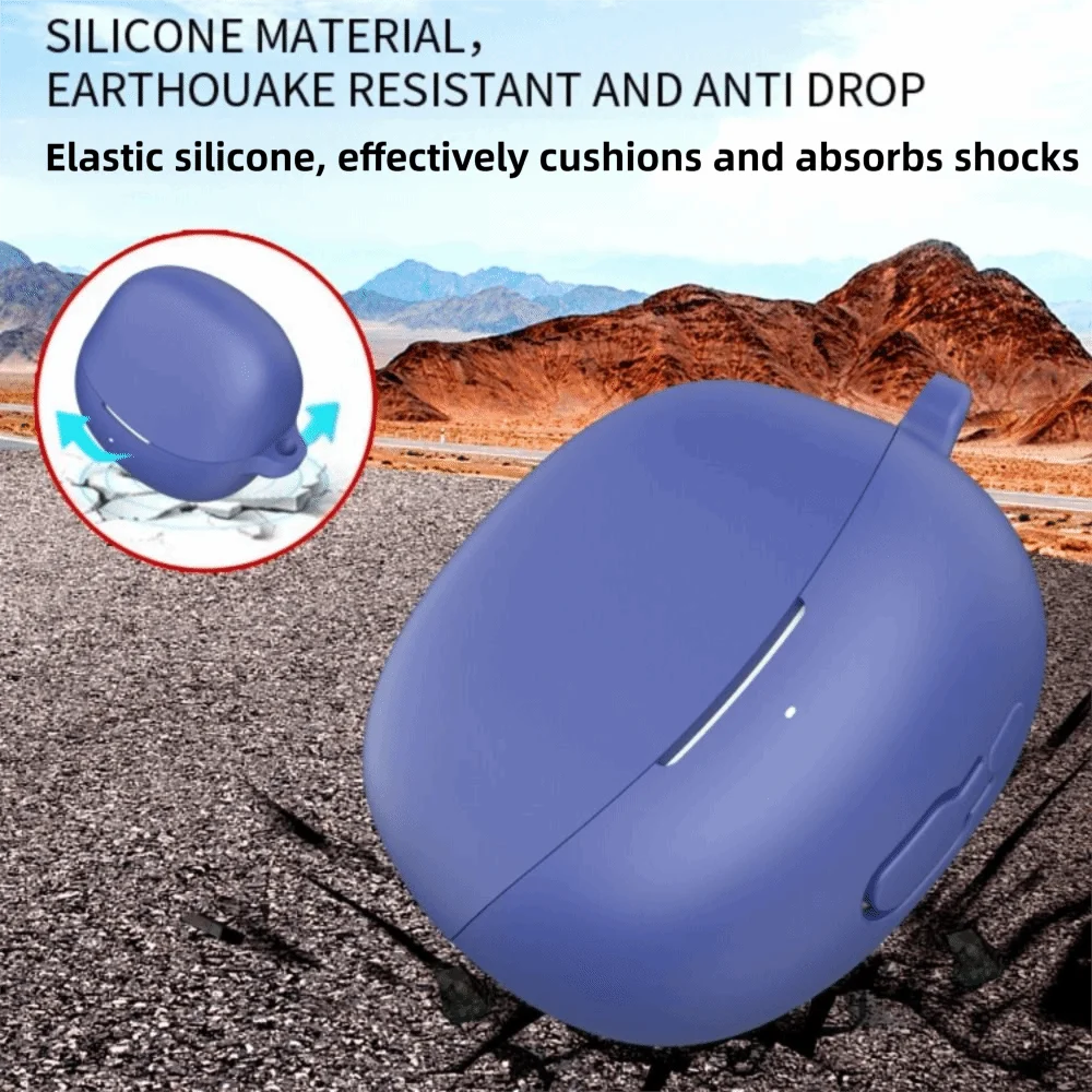 Anti-fall Earphone Case Silicone Dustproof Headphone Protective Case Anti Scratch with Carabiner for QCY MeloBuds N60 view 3