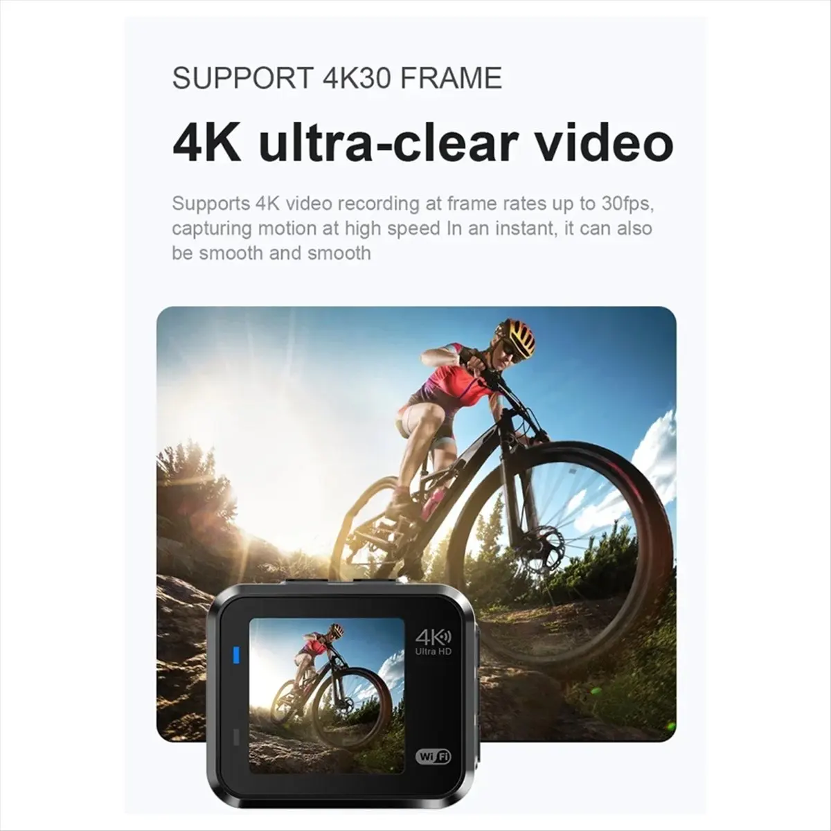 

Камера Goodidea 4K HD 60FPS с Wi-Fi для активного отдыха на открытом воздухе, 170° ° Широкоугольная водонепроницаемая экшн-камера для велосипеда/мотоцикла/шлема с LED-экраном