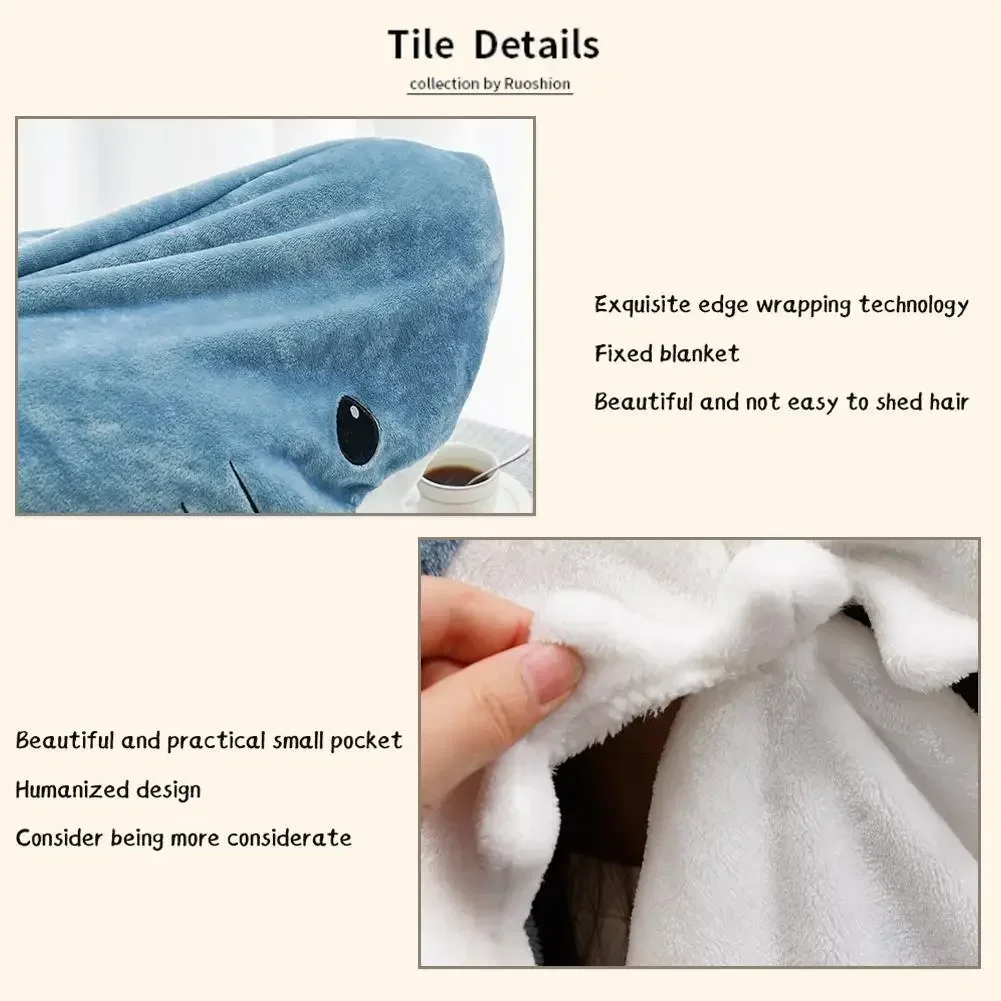 Cartoon Shark Sleeping Bag Pajamas Office Nap Shark Blanket Karakal High Quality Fabric Mermaid Shawl Blanket For Children Adult