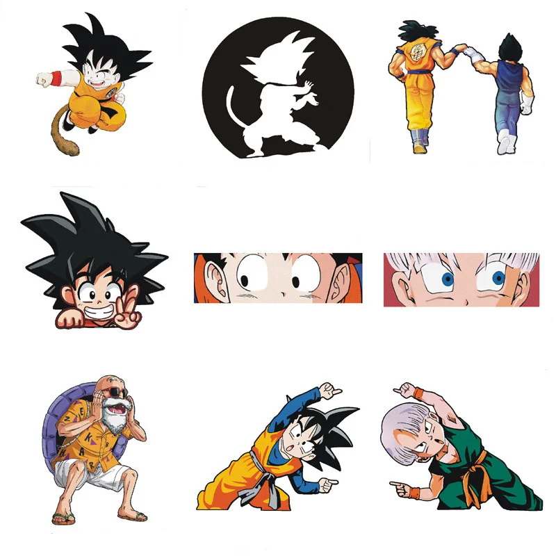 Dragon Ball Reflective Cartoon Sticker Son Goku Kuririn Master Roshi Car Fuel Cap Decoration Sticker Children\'s Toy BirthdayGift