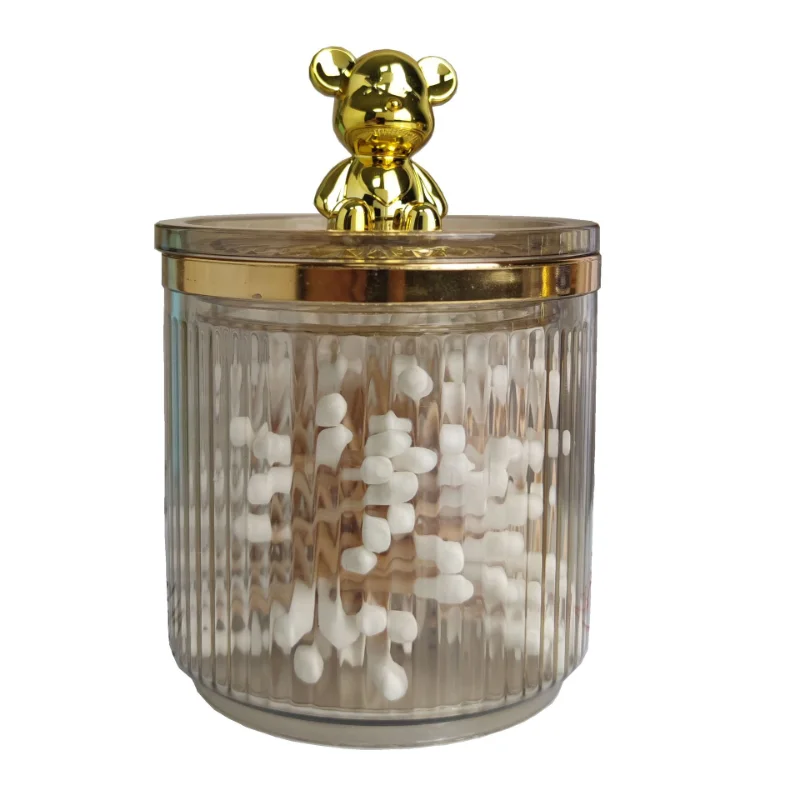 Cute Bear Cotton Pad Holder Cotton Swab Rod Storage Box Cosmetics Jewelry Bathroom Qtip Makeup Container Lipstick Organizer Box