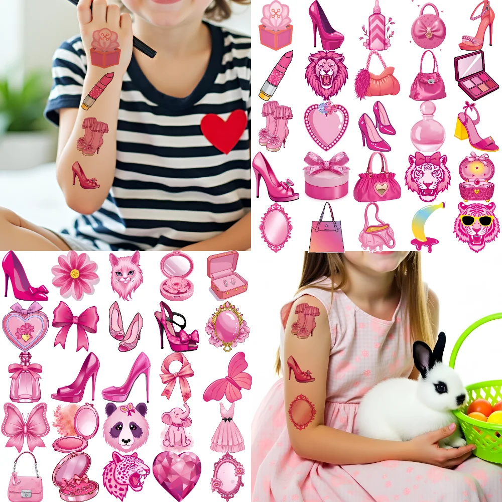 

63pcs Temporary Tattoo Lion Waterproof Long-lasting Body Stickers Parfum Panda Realism Lip For Ladies Shoulders Arms