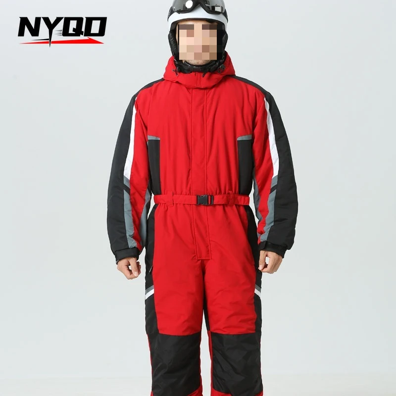 男ワンピーススキースーツ 2022 男性屋外スノーボードジャケット防風防水オーバーオール厚く暖かいスキースーツフリーススキー冬