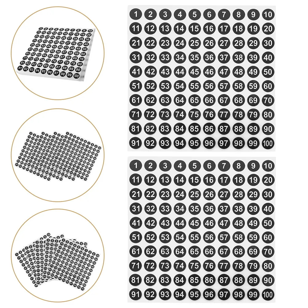 100 Waterproof Digital Number Stickers Round Self Adhesive Number Labels for Classroom Office Inventory Management Organization