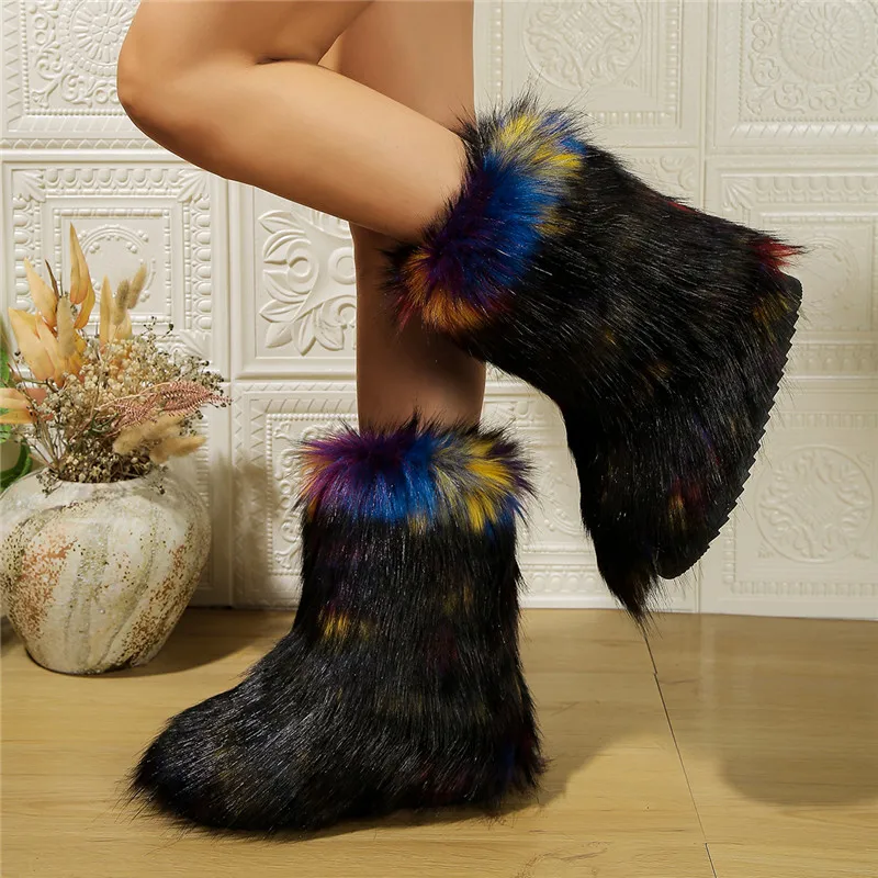 Winter High Top Plush Boots Women Fashion Casual Slip-on Purple Boots For Women Original Outdoor Keep Warm Women's Snow Boots