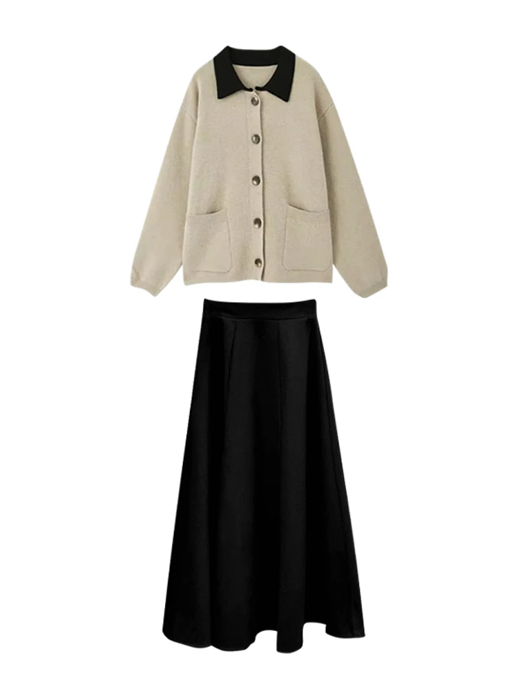 レディース秋冬ドクターセット スウィートスレ カレッジ風 ロングスリーブ レギュラー丈 無地 韓国TVシリーズ 初秋...