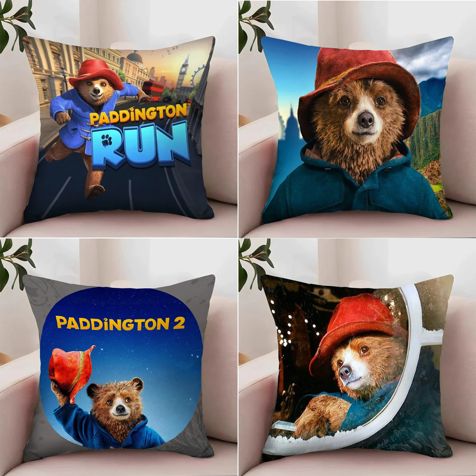 

Decorative Pillowcase 40x40 Cute Bear Paddington in British Style 45x45 Cushion Cover for Living Room Cushions Home Decoration
