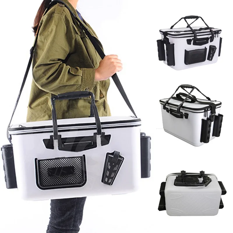 Large Capacity Tackle Storage Multi Pockets with Handle Eva Mesh Pouch Zipper Closure Portable Shoulder Strap Living Fishing Box