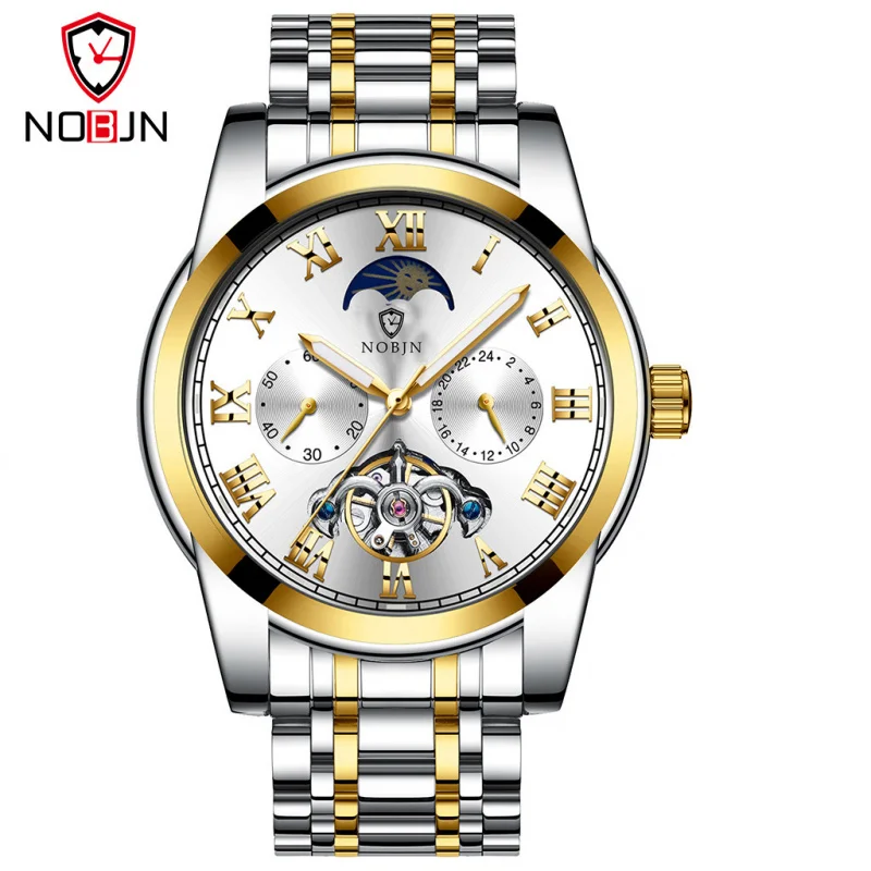 WebsiteSwitzerlandNOBJNNuobo-reloj mecánico automático para hombres, reloj dorado multifuncional, celebridad de Internet en vivo, oficial, nuevo