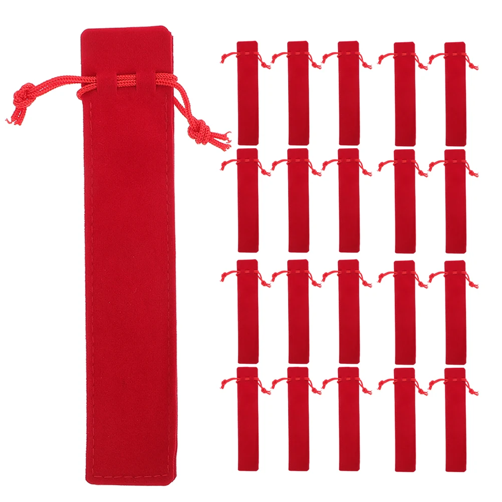 

25 Pcs Fleece Pen Bag Pencil Marker Holder Drawstring Thicken Case Pouch Flannel