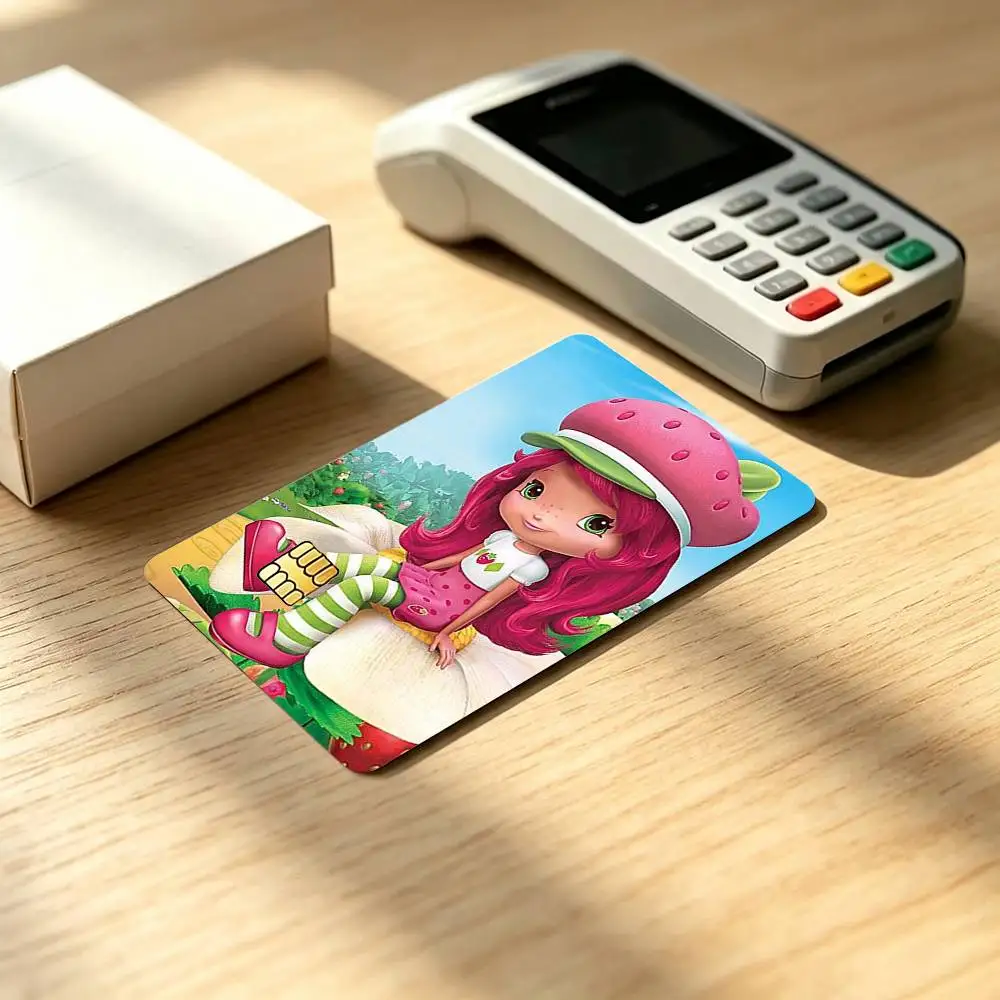 Strawberry S-Shortcake-GirL Doll Credit Card HD Stickers Game Card Decal Small Chip Waterproof Sticker Gift
