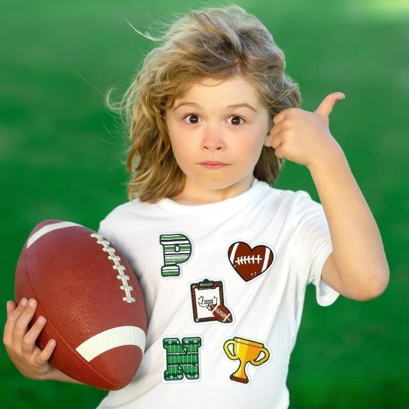 الرياضة نمط الرجبي شارة مطرّزة ملصق 26 الحروف الإنجليزية الملابس الزخرفية القماش ملصق فريق الفصل الصبي التطريز قطعة #3