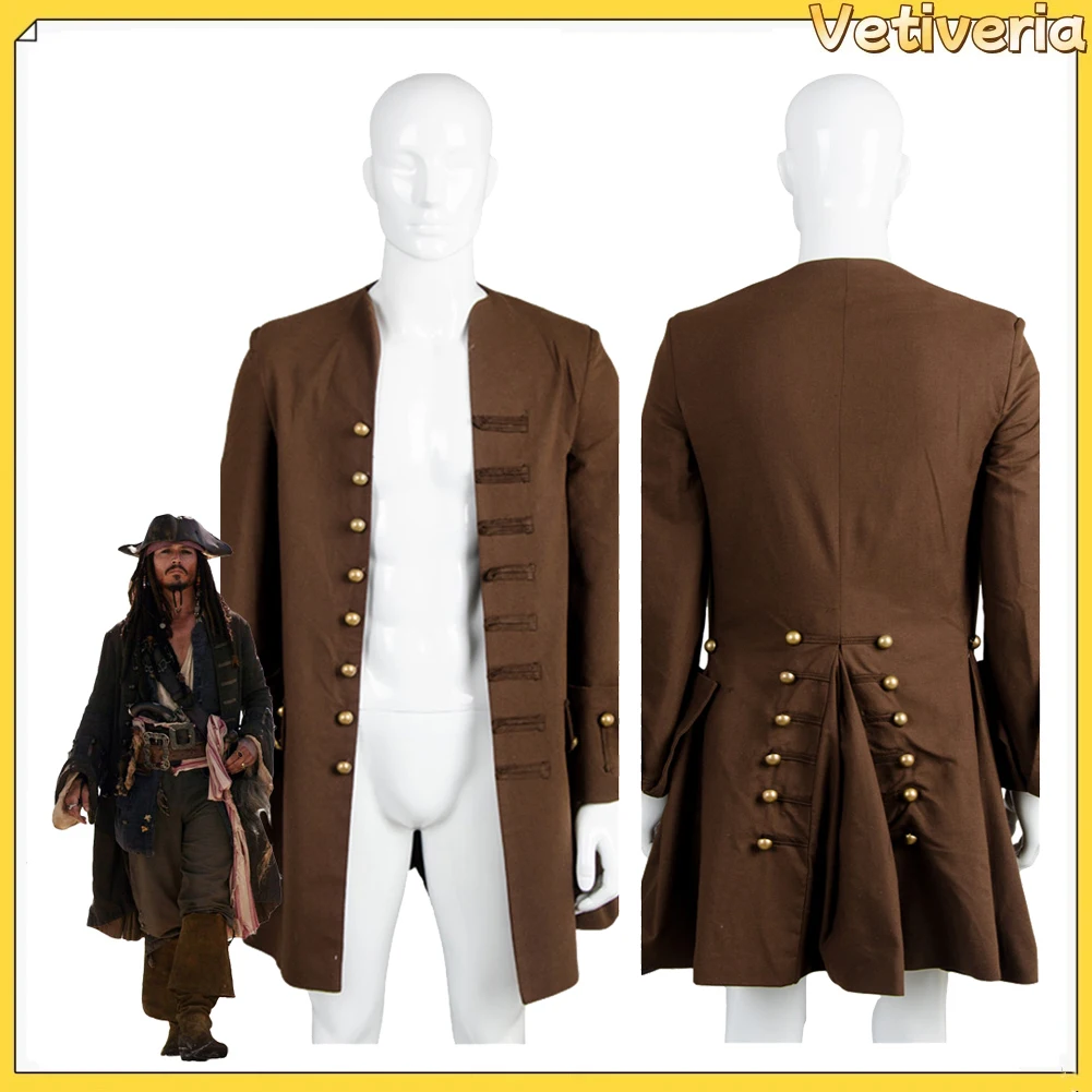 

Pirate Jacket Medieval Renaissance Men Costume Cosplay Shirt Viking Knight Men Medieval Vintage Halloween for Adult