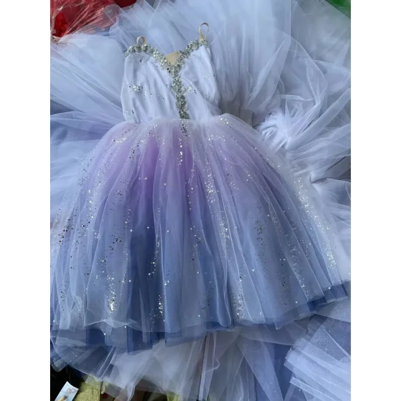 

Gradient Long Adult Children Ballet Tutu Dress Purple Romantic Tutu Ballet Costumes Girls Women Ballerina Belly Dance Skirts