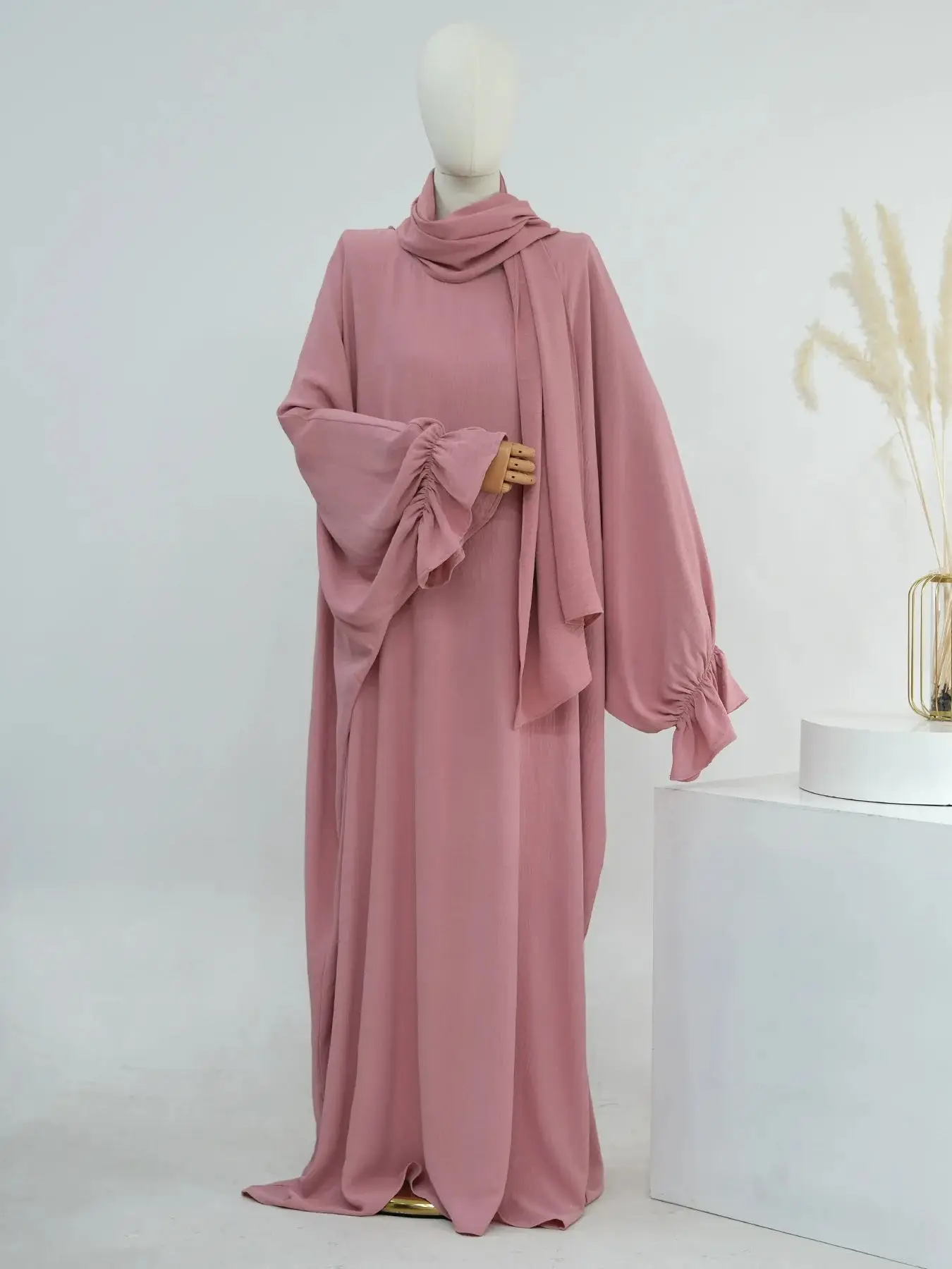 Fashion printed Muslim Robe abaya syari Oversized Loose Soft Dress female full length Muslim abaya Worship Service abayas wy1934