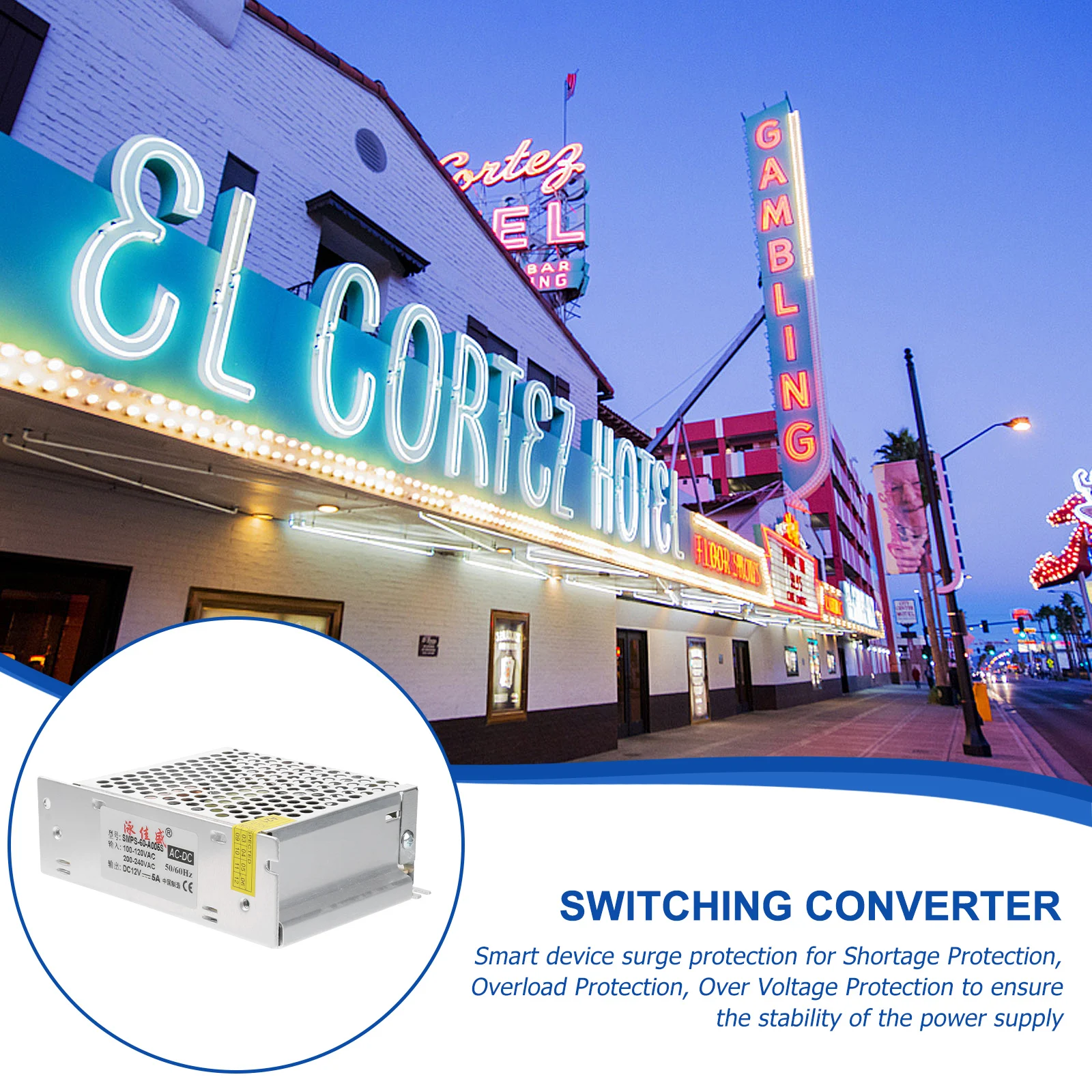 

DC 12V 5A Universal Switching Power Supply Driver Switching Converter for Jewelry Counter Radio Computer Project LED Strips