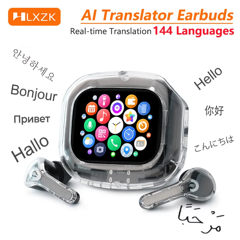 Air Max Smart Touch Screen Headsets TWS In Ear Buds 144 Languages Translator Sports Earphone Binaural Pro Stereo Soundtrack Bass