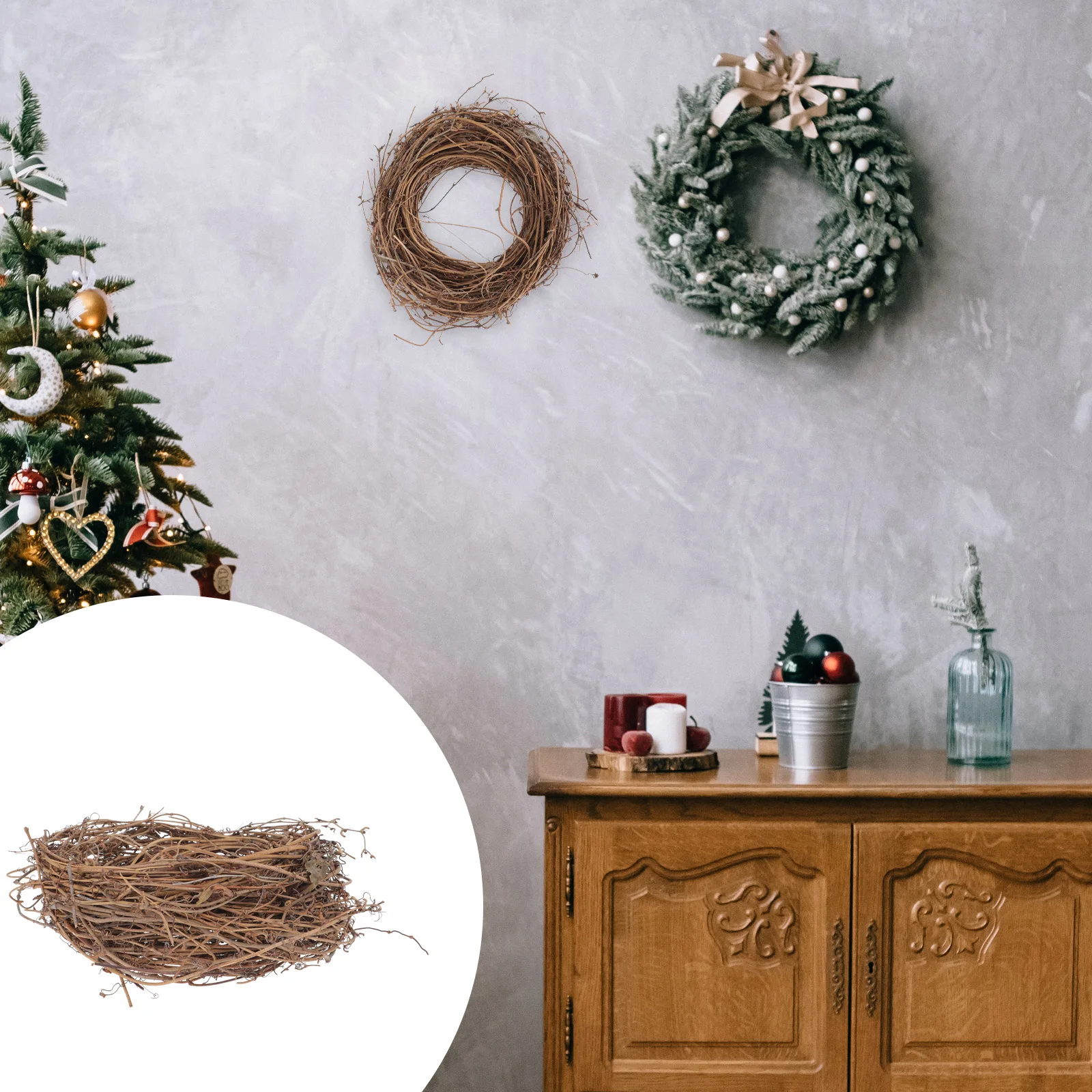 

1pc Christmas Decorations Rattan Diy Wreath Tool Vine Wreath DIY Garland Holiday Supplies Home Garden Party Accessories